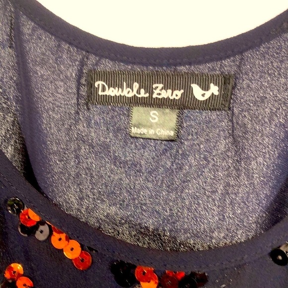 DOUBLE ZERO Sheer Black Sparkly Top Copper Sequins Cap Sleeve Women’s Small NWOT - Picture 7 of 10